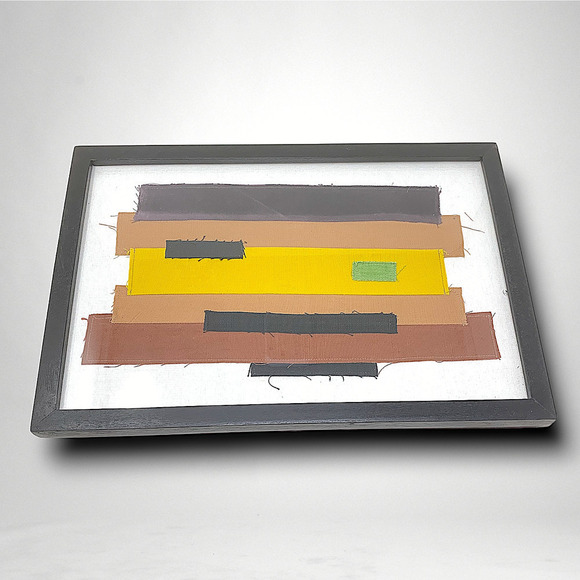 New Modernist Textile Remnant Art Hanging Collage Framed Minimalist Gallery - Picture 2 of 7